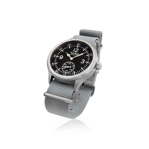 39.5mm field quartz watch with nylon 6 strap in grey colour - Guardwolf