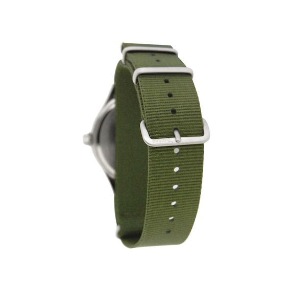 39.5mm field quartz watch with nylon 6 strap in olive drab colour